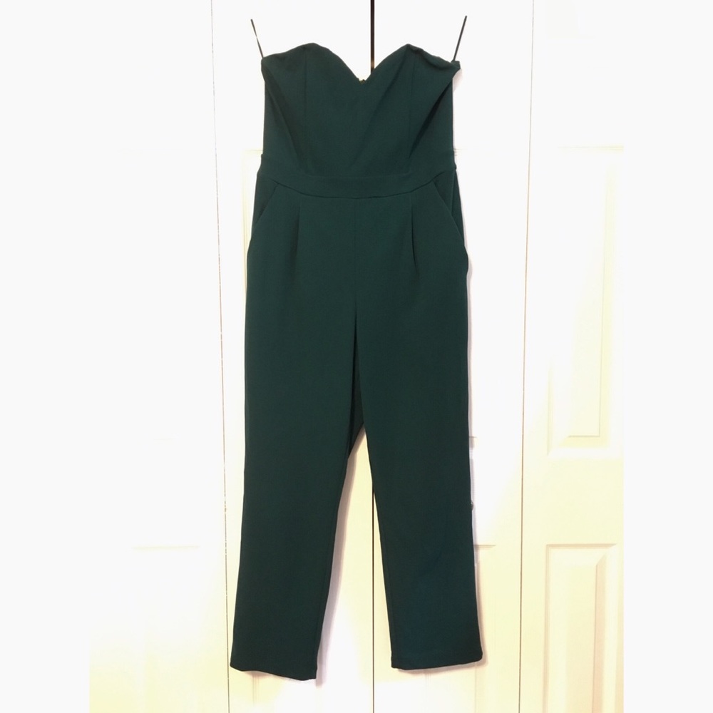 Express Strapless Sweetheart Neck Jumpsuit Green